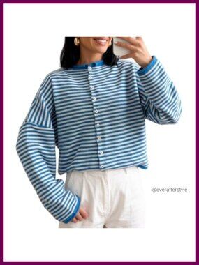 Women Knit Cardigan Sweaters Long Sleeve Button Down Loose Top